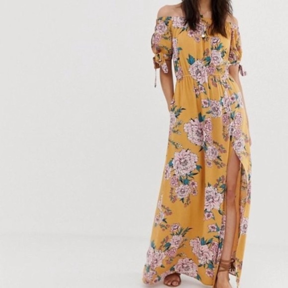 Band of Gypsies Marigold & Pink Floral Maxi Dress - Picture 2 of 5